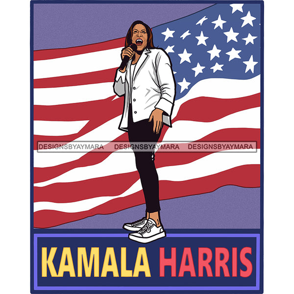 Kamala Harris Speaking USA Flag JPG PNG  Clipart Cricut Silhouette Cut Cutting