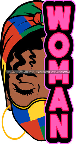 Gorgeous Black Woman Half Face Colorful Wearing Headwrap Face Mask Illustration SVG JPG PNG Vector Clipart Cricut Silhouette Cut Cutting