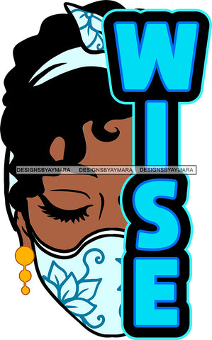 Gorgeous Black Woman Half Face Colorful Wearing Headband Face Mask Illustration SVG JPG PNG Vector Clipart Cricut Silhouette Cut Cutting