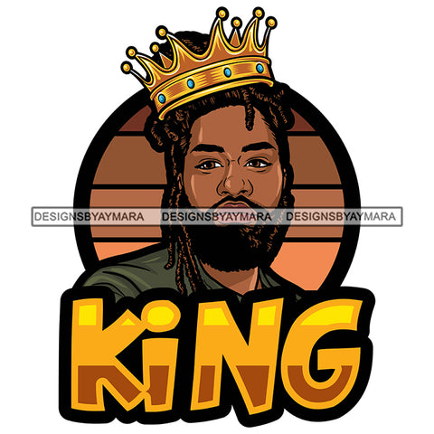 Melanin King Sexy Man Crowned Authority Kingdom Banner Illustration SVG JPG PNG Vector Clipart Cricut Silhouette Cut Cutting