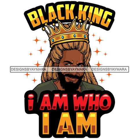 Melanin King Quote Sexy Man Crowned Proud Banner Illustration SVG JPG PNG Vector Clipart Cricut Silhouette Cut Cutting