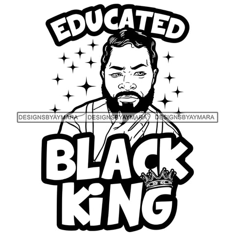 Melanin King Sexy Afro Man Educated Authority Boss Banner Illustration B/W SVG JPG PNG Vector Clipart Cricut Silhouette Cut Cutting