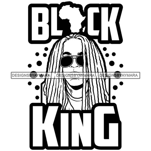 Melanin King Sexy Man Sunglasses Proud Africa Map Banner Illustration B/W SVG JPG PNG Vector Clipart Cricut Silhouette Cut Cutting