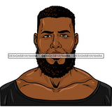 Afro Man Portrait Muscular Charismatic Lovely Bearded Trendy Hairstyle SVG JPG PNG Vector Clipart Cricut Silhouette Cut Cutting
