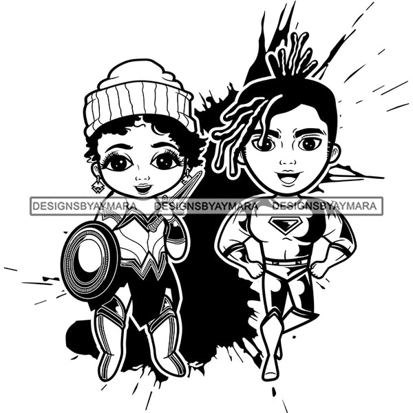 Copy of Super Hero Boy and Girl Brother and Sister Red Splash Power Kids Children SVG JPG PNG Vector Clipart Cricut Silhouette Cut Cutting