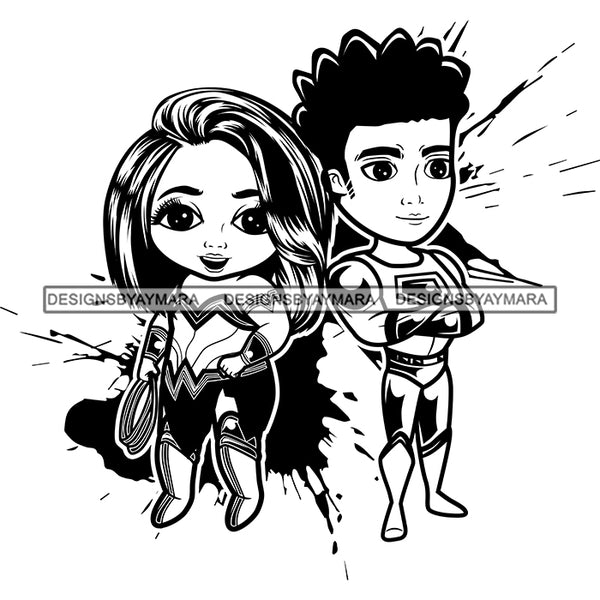 Bundle 20 Super Hero Boy and Girl Brother and Sister Red Splash Power Kids Children SVG JPG PNG Vector Clipart Cricut Silhouette Cut Cutting