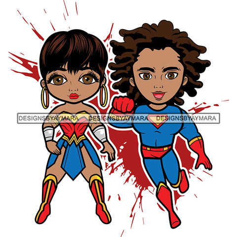 Copy of Super Hero Boy and Girl Brother and Sister Red Splash Power Kids Children SVG JPG PNG Vector Clipart Cricut Silhouette Cut Cutting