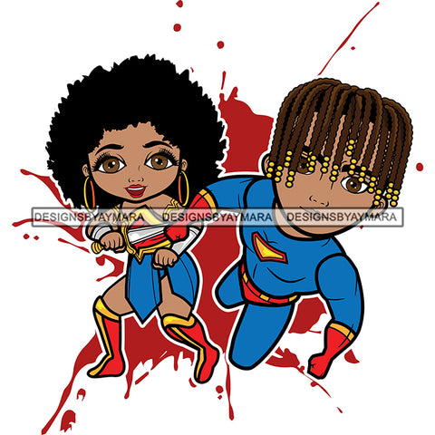 Copy of Super Hero Boy and Girl Brother and Sister Red Splash Power Kids Children SVG JPG PNG Vector Clipart Cricut Silhouette Cut Cutting