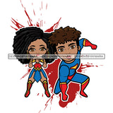 Copy of Super Hero Boy and Girl Brother and Sister Red Splash Power Kids Children SVG JPG PNG Vector Clipart Cricut Silhouette Cut Cutting