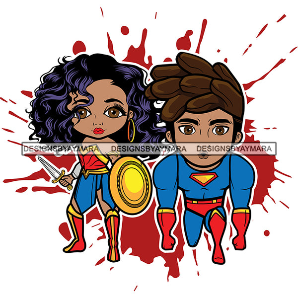 Bundle 20 Super Hero Boy and Girl Brother and Sister Red Splash Power Kids Children SVG JPG PNG Vector Clipart Cricut Silhouette Cut Cutting