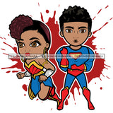 Bundle 20 Super Hero Boy and Girl Brother and Sister Red Splash Power Kids Children SVG JPG PNG Vector Clipart Cricut Silhouette Cut Cutting