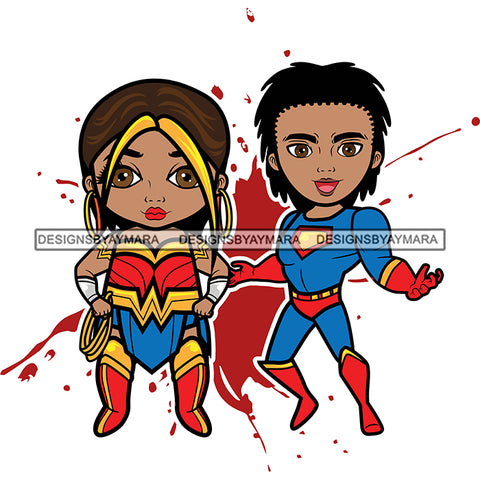 Copy of Super Hero Boy and Girl Brother and Sister Red Splash Power Kids Children SVG JPG PNG Vector Clipart Cricut Silhouette Cut Cutting