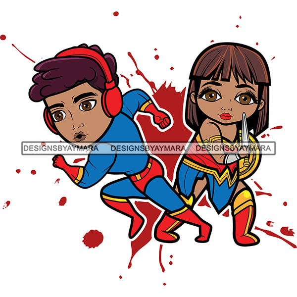 Bundle 20 Super Hero Boy and Girl Brother and Sister Red Splash Power Kids Children SVG JPG PNG Vector Clipart Cricut Silhouette Cut Cutting