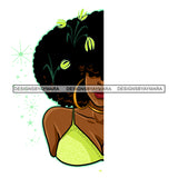 Half Face Afro Black Woman In Yellow With Flowers In Hair JPG PNG  Clipart Cricut Silhouette Cut Cutting