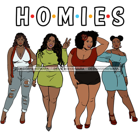 Homies Black Sistas Best Friends Afro Women Melanin Buddies SVG JPG PNG Vector Clipart Cricut Silhouette Cut Cutting
