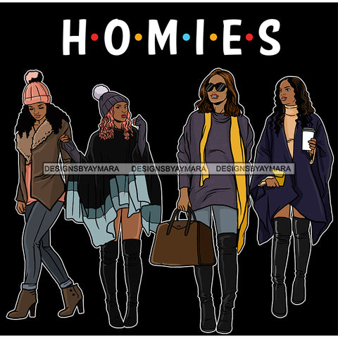 Homies Black Sistas Best Friends Afro Women Melanin Buddies SVG JPG PNG Vector Clipart Cricut Silhouette Cut Cutting