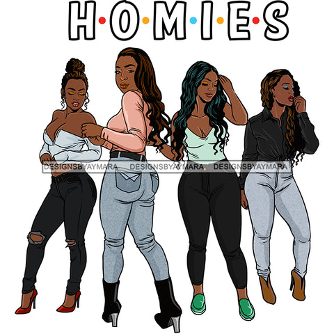 Homies Black Sistas Best Friends Afro Women Melanin Buddies SVG JPG PNG Vector Clipart Cricut Silhouette Cut Cutting
