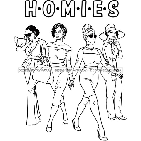 Homies Black Sistas Best Friends Afro Women Melanin Buddies SVG JPG PNG Vector Clipart Cricut Silhouette Cut Cutting