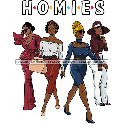 Homies Black Sistas Best Friends Afro Women Melanin Buddies SVG JPG PNG Vector Clipart Cricut Silhouette Cut Cutting