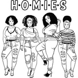 Homies Black Sistas Best Friends Afro Women Melanin Buddies SVG JPG PNG Vector Clipart Cricut Silhouette Cut Cutting