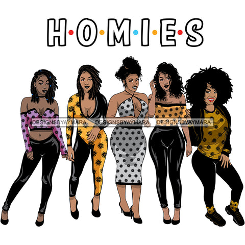 Homies Black Sistas Best Friends Afro Women Melanin Buddies SVG JPG PNG Vector Clipart Cricut Silhouette Cut Cutting