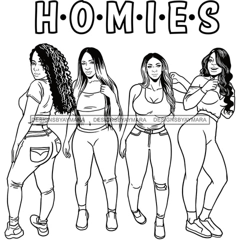 Homies Black Sistas Best Friends Afro Women Melanin Buddies SVG JPG PNG Vector Clipart Cricut Silhouette Cut Cutting