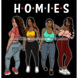 Homies Black Sistas Best Friends Afro Women Melanin Buddies SVG JPG PNG Vector Clipart Cricut Silhouette Cut Cutting