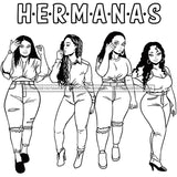 Hermanas Black Sistas Women Melanin Family Love Support SVG JPG PNG Vector Clipart Cricut Silhouette Cut Cutting