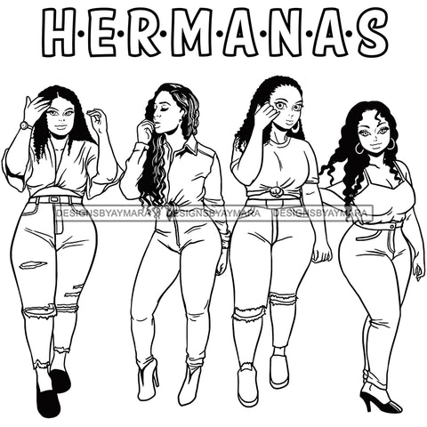 Hermanas Black Sistas Women Melanin Family Love Support SVG JPG PNG Vector Clipart Cricut Silhouette Cut Cutting