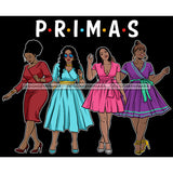 Primas Cousins Black Sistas Best Friends Afro Women Melanin Family SVG JPG PNG Vector Clipart Cricut Silhouette Cut Cutting