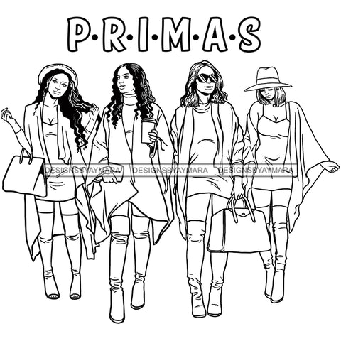 Primas Cousins Black Sistas Best Friends Afro Women Melanin Family SVG JPG PNG Vector Clipart Cricut Silhouette Cut Cutting