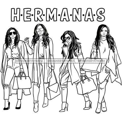 Hermanas Black Sistas Women Melanin Family Love Support SVG JPG PNG Vector Clipart Cricut Silhouette Cut Cutting