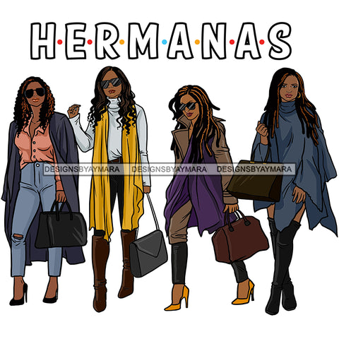 Hermanas Black Sistas Women Melanin Family Love Support SVG JPG PNG Vector Clipart Cricut Silhouette Cut Cutting