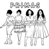 Primas Cousins Black Sistas Best Friends Afro Women Melanin Family SVG JPG PNG Vector Clipart Cricut Silhouette Cut Cutting