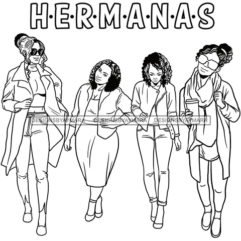 Hermanas Black Sistas Women Melanin Family Love Support SVG JPG PNG Vector Clipart Cricut Silhouette Cut Cutting