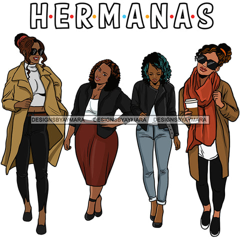 Hermanas Black Sistas Women Melanin Family Love Support SVG JPG PNG Vector Clipart Cricut Silhouette Cut Cutting