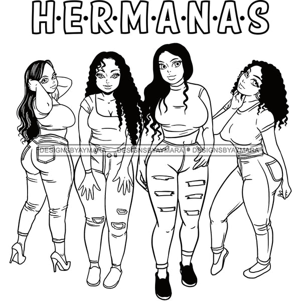 Hermanas Black Sistas Women Melanin Family Love Support SVG JPG PNG Vector Clipart Cricut Silhouette Cut Cutting