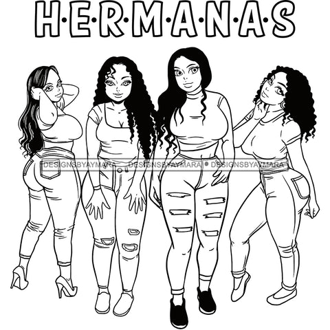 Hermanas Black Sistas Women Melanin Family Love Support SVG JPG PNG Vector Clipart Cricut Silhouette Cut Cutting