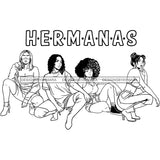 Hermanas Black Sistas Women Melanin Family Love Support SVG JPG PNG Vector Clipart Cricut Silhouette Cut Cutting