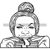 Gangsta Gangster Woman Money Stack Badass Hustler Hustling Savage Melanin Nubian Hipster Ghetto Street Girl SVG JPG PNG Vector Clipart Cricut Silhouette Cut Cutting