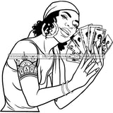 Sexy Gangster Diva Gangsta Woman Money Stack Headband Tattoo Bamboo Earrings Badass Hustler Hustling Savage Melanin Nubian Hipster Ghetto Street Girl SVG JPG PNG Vector Clipart Cricut Silhouette Cut Cutting
