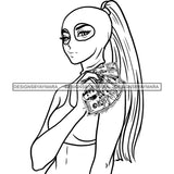 Sexy Gangster Diva Gangsta Caucasian Blonde Woman Holding Money Spread Ski Mask Ponytail Badass Hustler Hustling Savage Melanin Nubian Hipster Ghetto Street Girl SVG JPG PNG Vector Clipart Cricut Silhouette Cut Cutting
