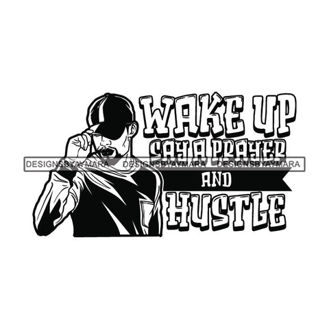 Sexy Black Man Hustle Quote Confident Baseball Cap Long Sleeve T-Shirt Sportwear B/W SVG JPG PNG Vector Clipart Cricut Silhouette Cut Cutting