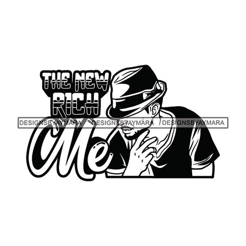 Sexy Black Man Hustle Quote Retro Hat Short Sleeve T-Shirt Fashion Style B/W SVG JPG PNG Vector Clipart Cricut Silhouette Cut Cutting