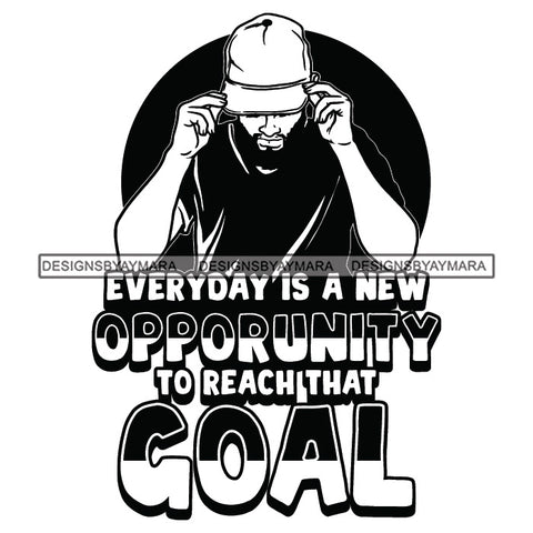 Sexy Black Man Hustle Quote Baseball Cap Short Sleeve T-Shirt Fashion Style B/W SVG JPG PNG Vector Clipart Cricut Silhouette Cut Cutting