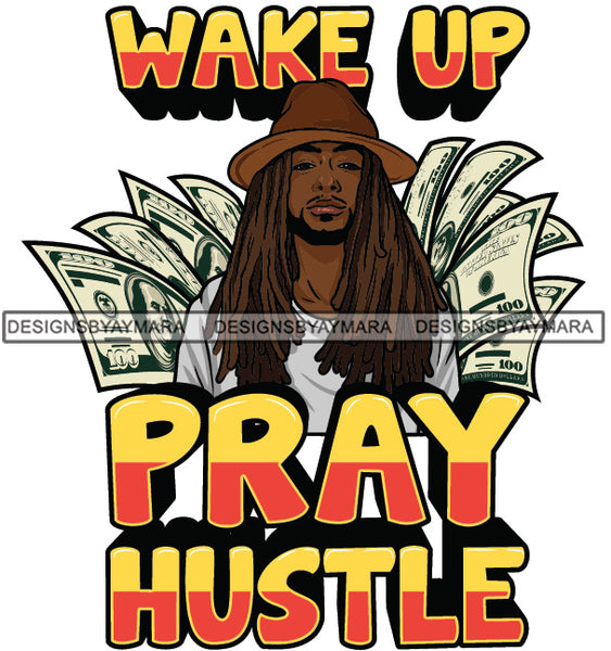 Sexy Black Man Hustle Quote Confident Hat Style Long Dreadlocks Hairstyle SVG JPG PNG Vector Clipart Cricut Silhouette Cut Cutting