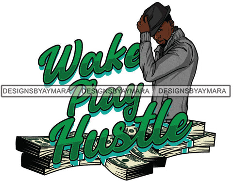 Sexy Black Man Hustle Quote Confident Wearing Sweater Holding Hat Fashion Style SVG JPG PNG Vector Clipart Cricut Silhouette Cut Cutting