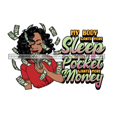 Sassy Afro Woman Hustle Money Quote Business Woman Wavy Hairstyle SVG JPG PNG Vector Clipart Cricut Silhouette Cut Cutting