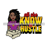 Sassy Afro Woman Hustle Money Quote Cash Dollars Dreadlocks Hairstyle SVG JPG PNG Vector Clipart Cricut Silhouette Cut Cutting