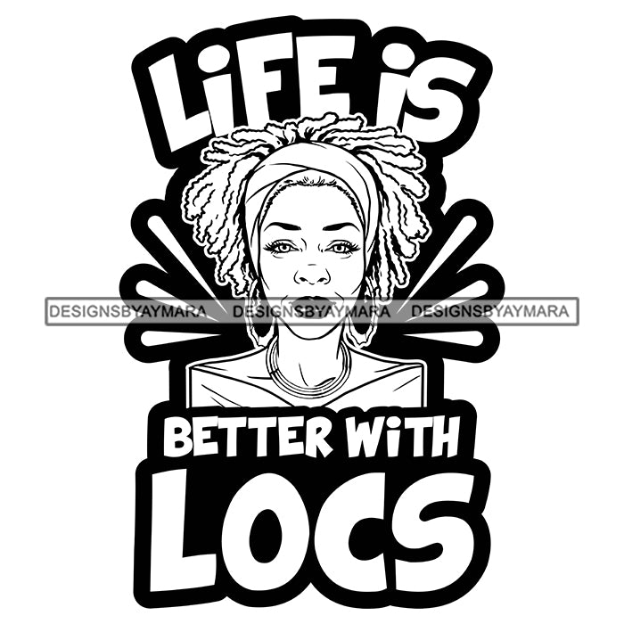 Pretty Afro Woman Gray Hair Headband Love Locs Hairstyle Banner Illust ...
